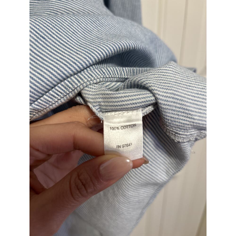J.Jill Petite Denim Blue Pinstripe Button Down Shirt M - Picture 4 of 7